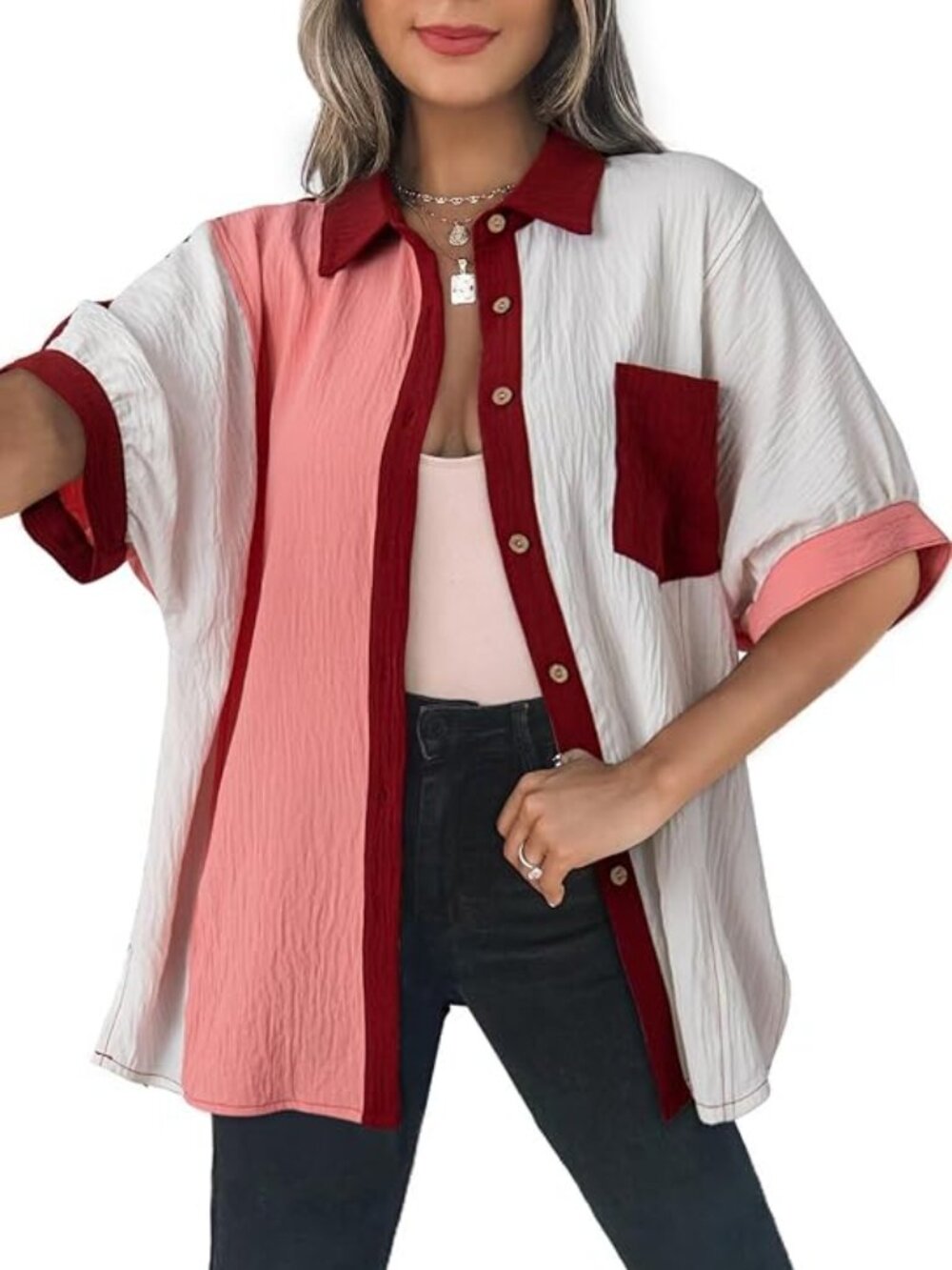 Dokotoo Women’s Color Block Blouse